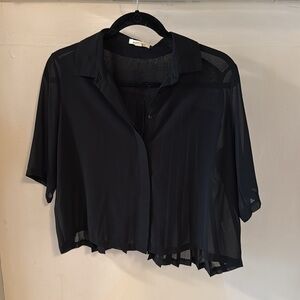 Miami Sheer Black Top, Pleated